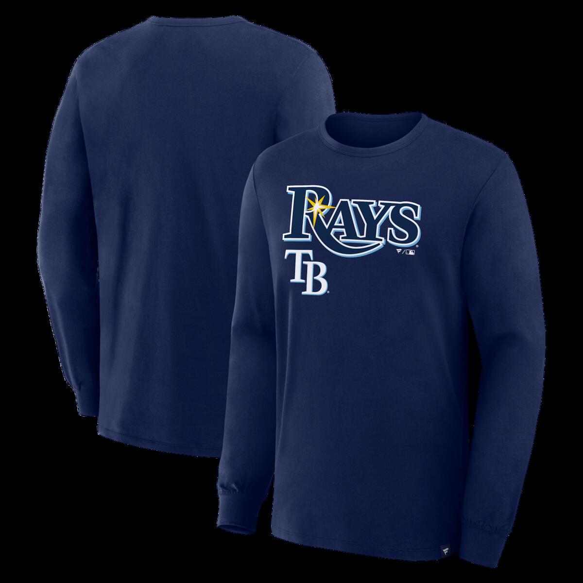 【公式グッズ】MLB レイズ 長袖 Tシャツ Fanatics/ファナティクス メンズ ネイビー (FANATICS TEAM LOCK-UP CURRENT LEGACY COTTON LS TEE)