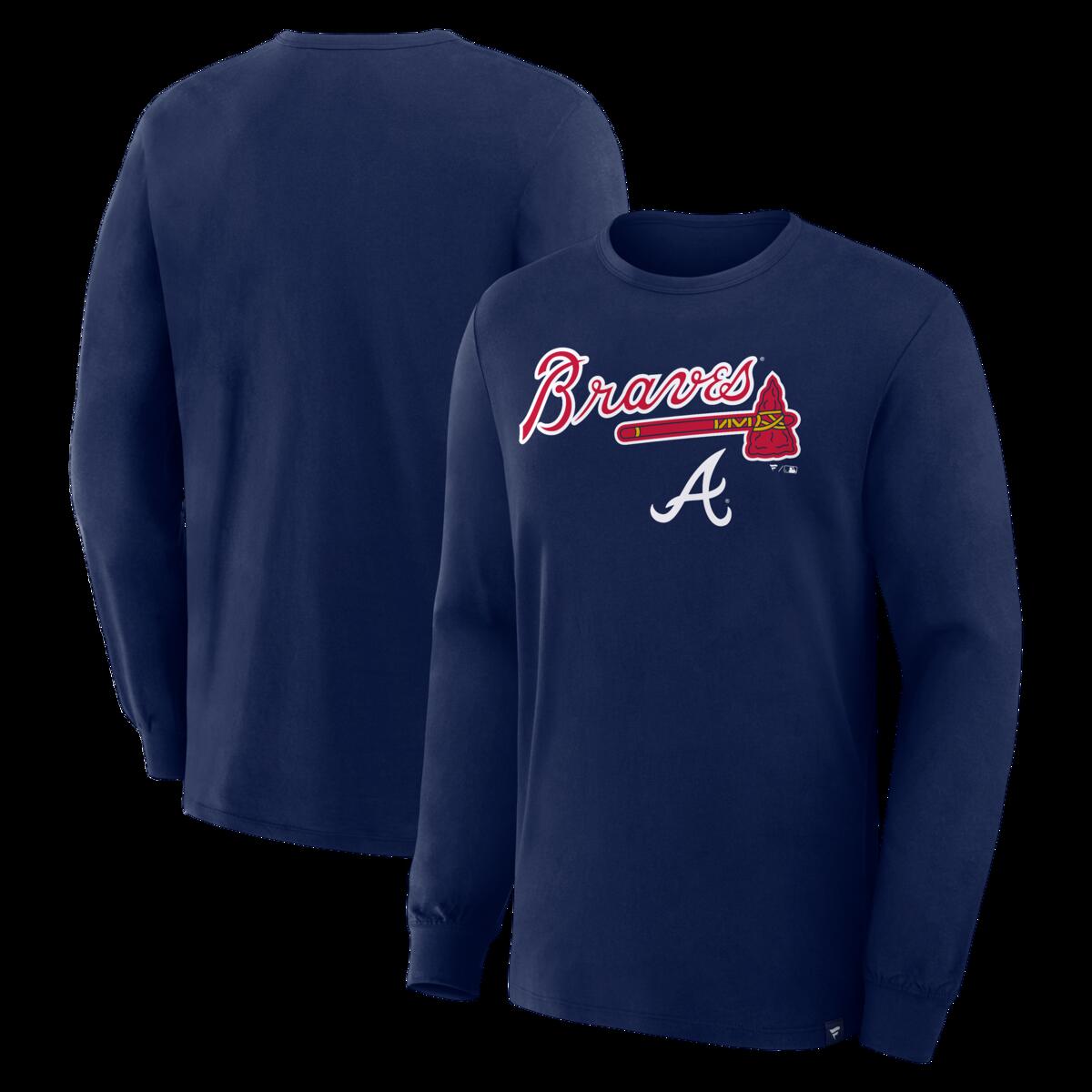 【公式グッズ】MLB ブレーブス 長袖 Tシャツ Fanatics/ファナティクス メンズ ネイビー (FANATICS TEAM LOCK-UP CURRENT LEGACY COTTON LS TEE)