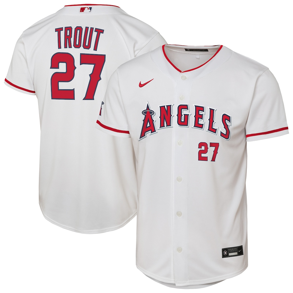 【公式グッズ】MLB エンゼルス マイク・トラウト ホーム ユニフォーム （レプリカ） Nike/ナイキ キッズサイズ ホワイト (Youth 8-20 Stadium Home Run Jersey - Player)