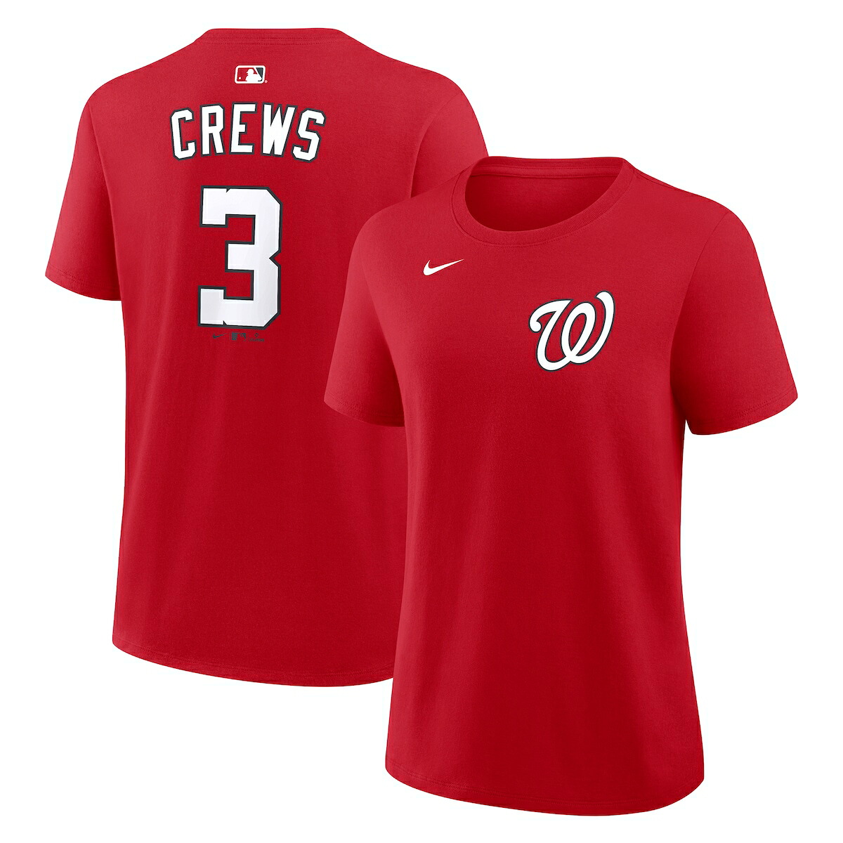【公式グッズ】MLB ナショナルズ ディラン・クルーズ ネーム&ナンバー Tシャツ Nike/ナイキ レディース レッド (Nike Women's N&N CORE Tee - 2026)