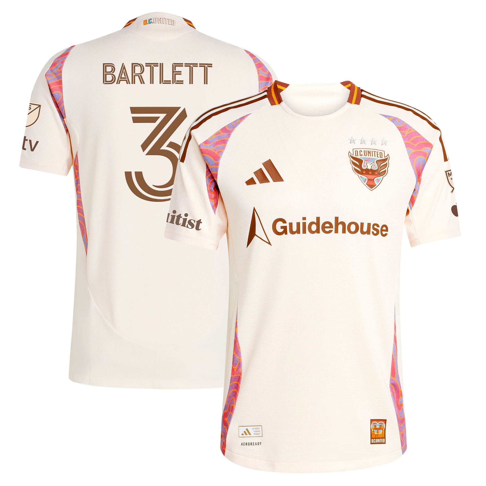 【公式グッズ】MLS D.C.ユナイテッド ルーカス・バートレット オーセンティック ユニフォーム Adidas/アディダス メンズ ナチュラル (2025 Men's MLS Authentic Player Jersey)