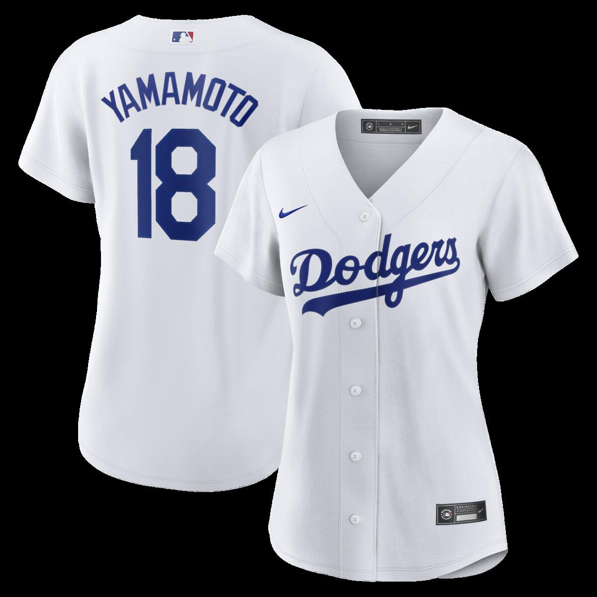 【公式グッズ】MLB ドジャース 山本 由伸 レプリカ ユニフォーム Nike/ナイキ レディース ホワイト (Women’s RPW6 Replica Jersey ― Inline ― Starter Player)