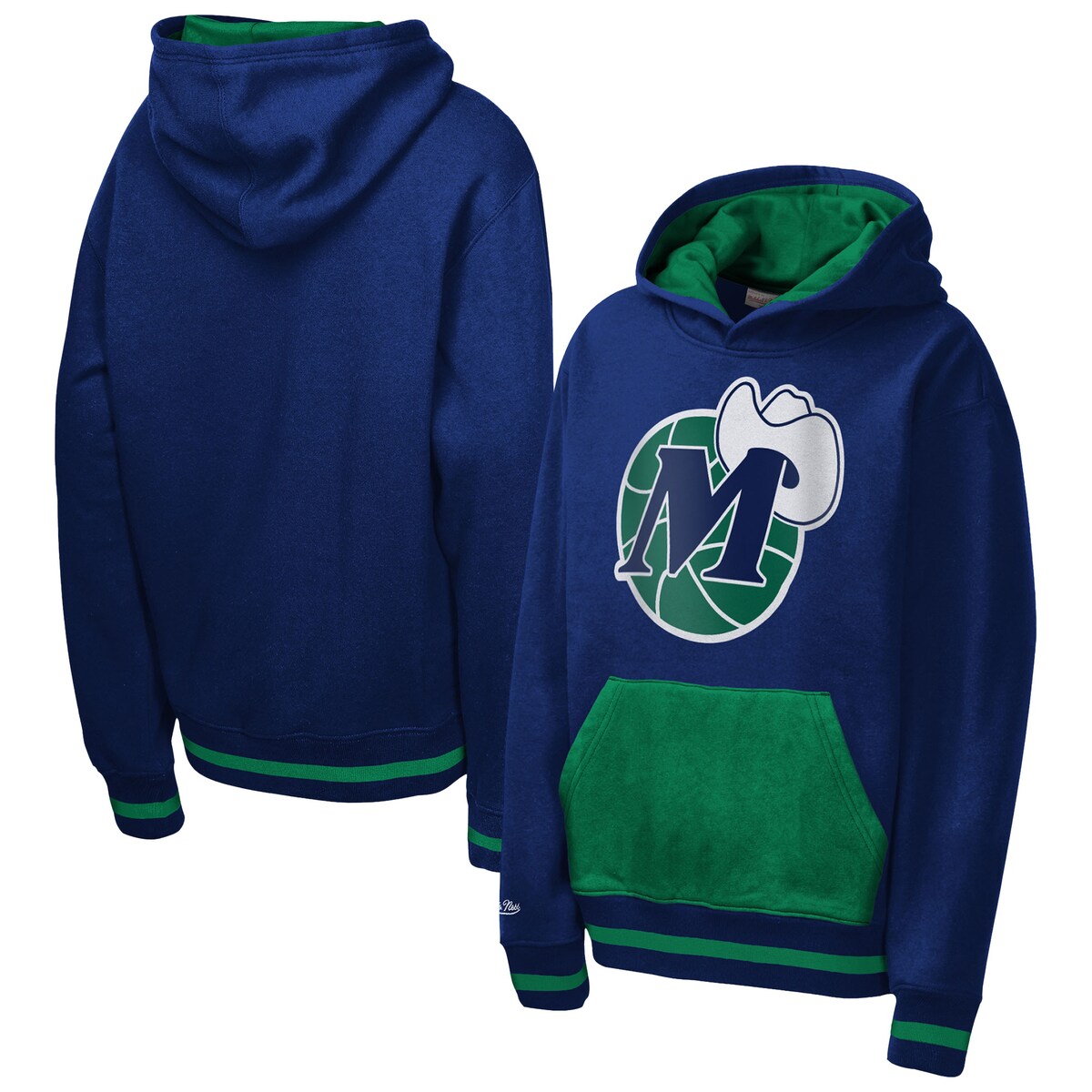 【公式グッズ】NBA マーベリックス フリース パーカー Mitchell & Ness/ミッチェル＆ネス キッズサイズ ネイビー (PLAYMAKER FASHION FLC HD)