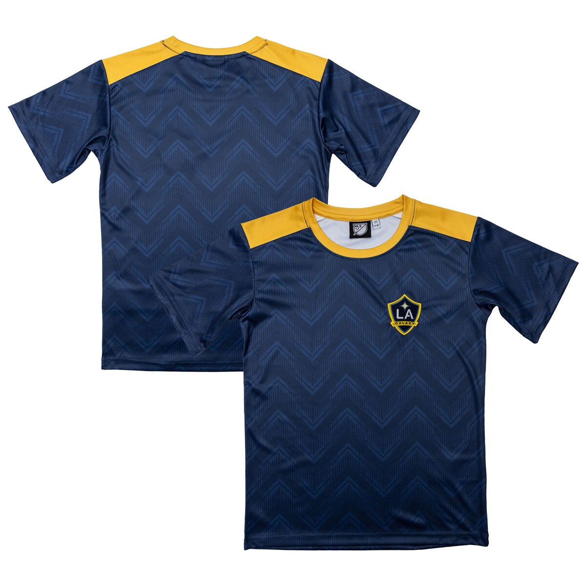 【公式グッズ】MLS LAギャラクシー Tシャツ Sport Design Sweden ユース・ジュニアサイズ ネイビー (SDS S26 Youth Club Stripes Sublimated Tee)｜Fanatics公式ストア 店