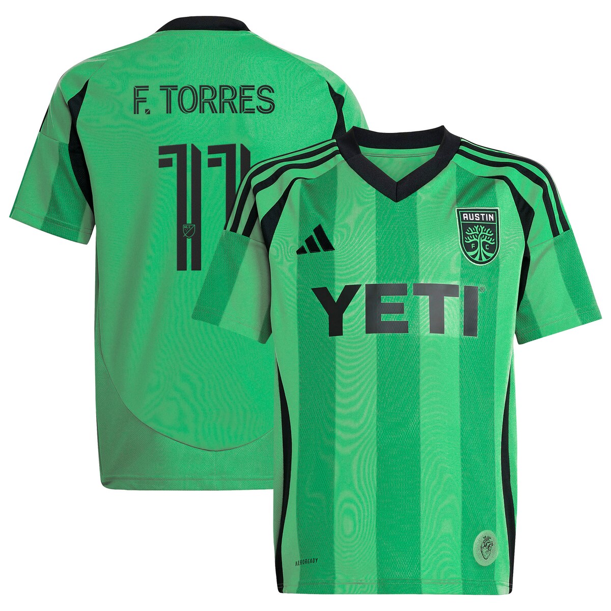 【公式グッズ】MLS オースティンFC トーレス レプリカ ユニフォーム Adidas/アディダス ユース・ジュニアサイズ グリーン (2025 Youth MLS Replica Player Jersey)