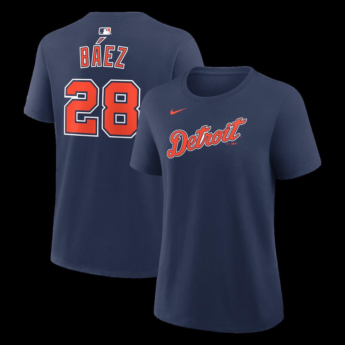 【公式グッズ】MLB タイガース ハビアー・バエズ ネーム&ナンバー Tシャツ Nike/ナイキ レディース ネイビー (Nike 2026 Women's N&N LEAGUE SEASONAL Tee)