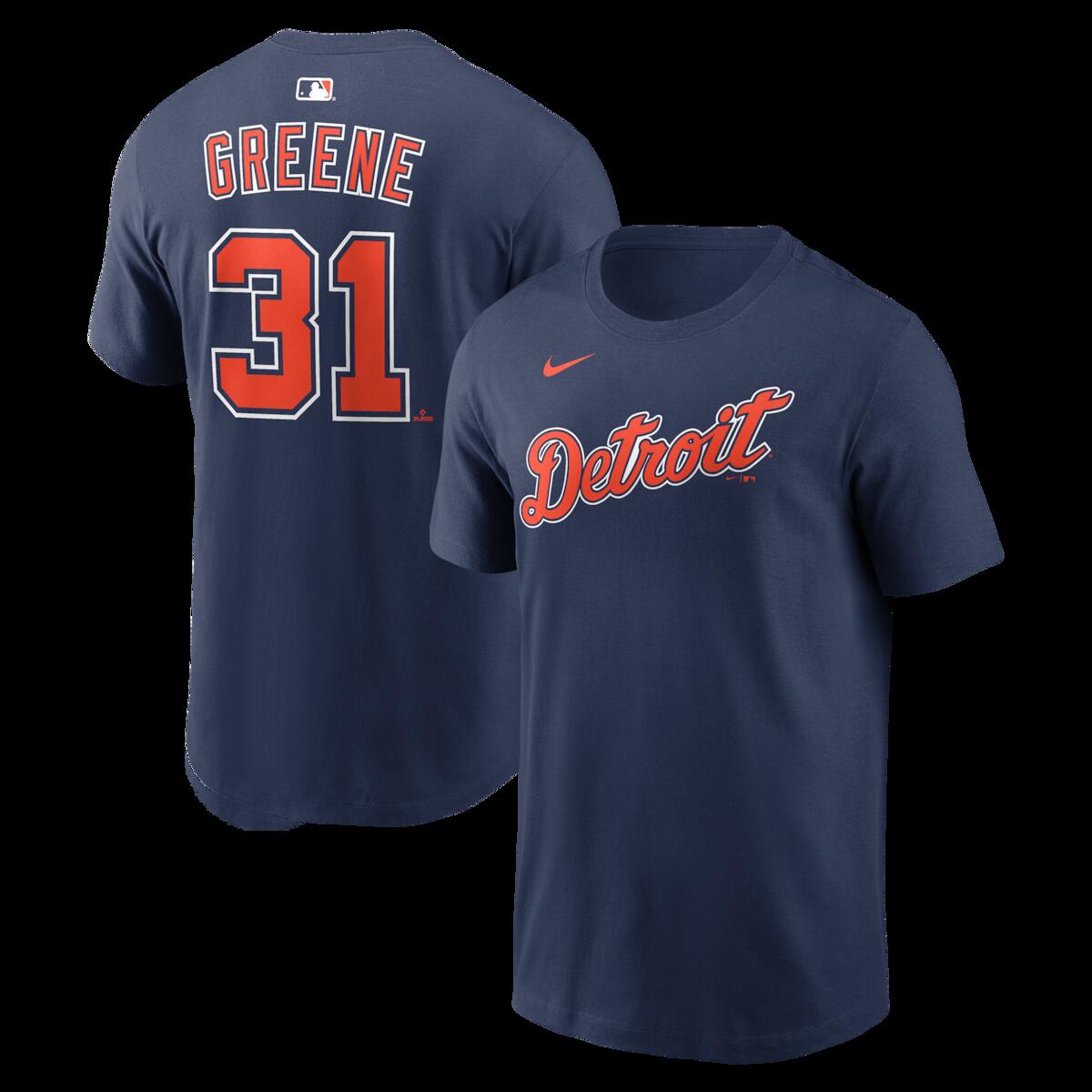【公式グッズ】MLB タイガース ライリー・グリーン ネーム&ナンバー Tシャツ Nike/ナイキ メンズ ネイビー (Nike 2026 Men's N&N League Seasonal Tee)