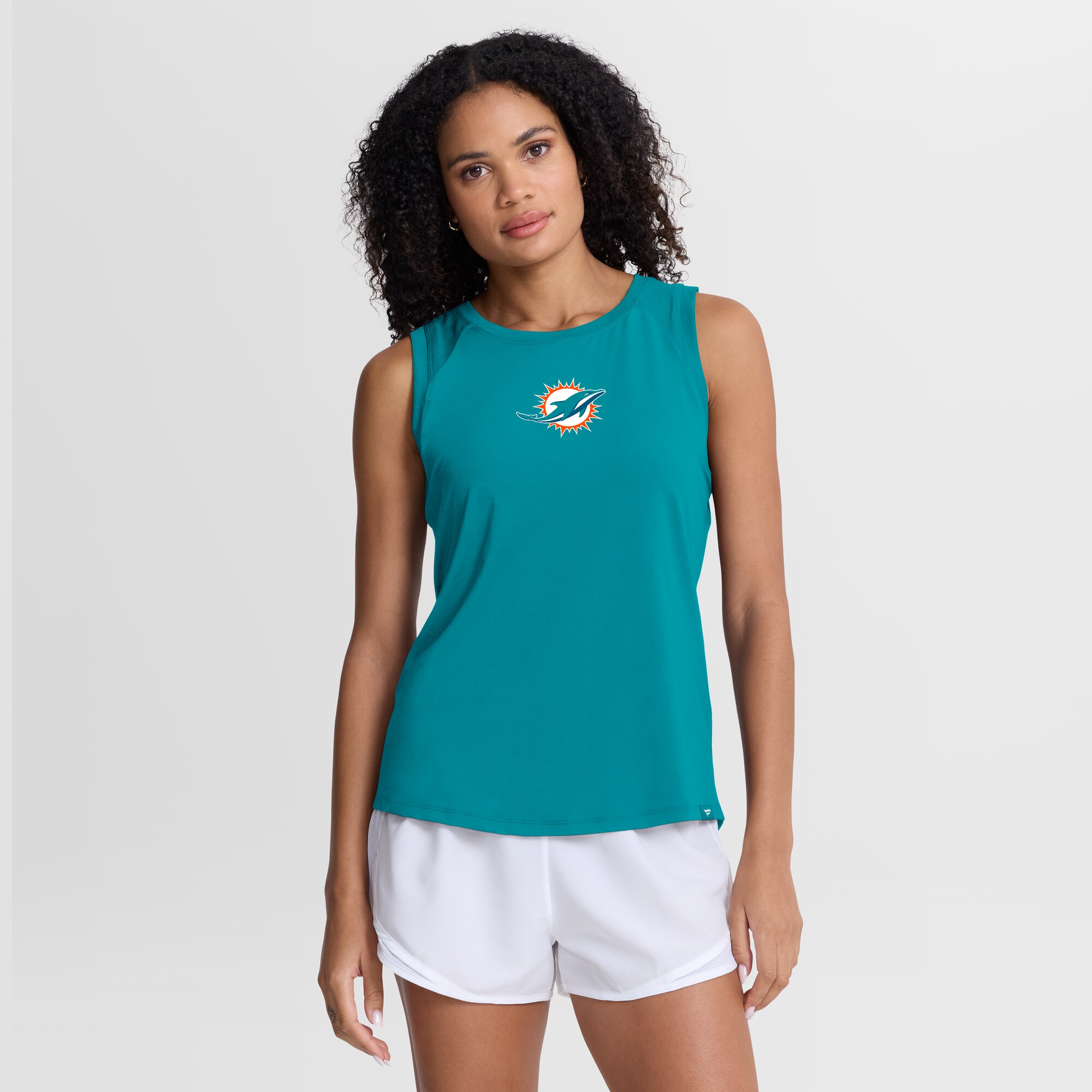 【公式グッズ】NFL ドルフィンズ タンクトップ Fanatics/ファナティクス レディース アクア (NFL Womens Fanatics Triumpant Win High Hip Tank)｜Fanatics公式ストア 店