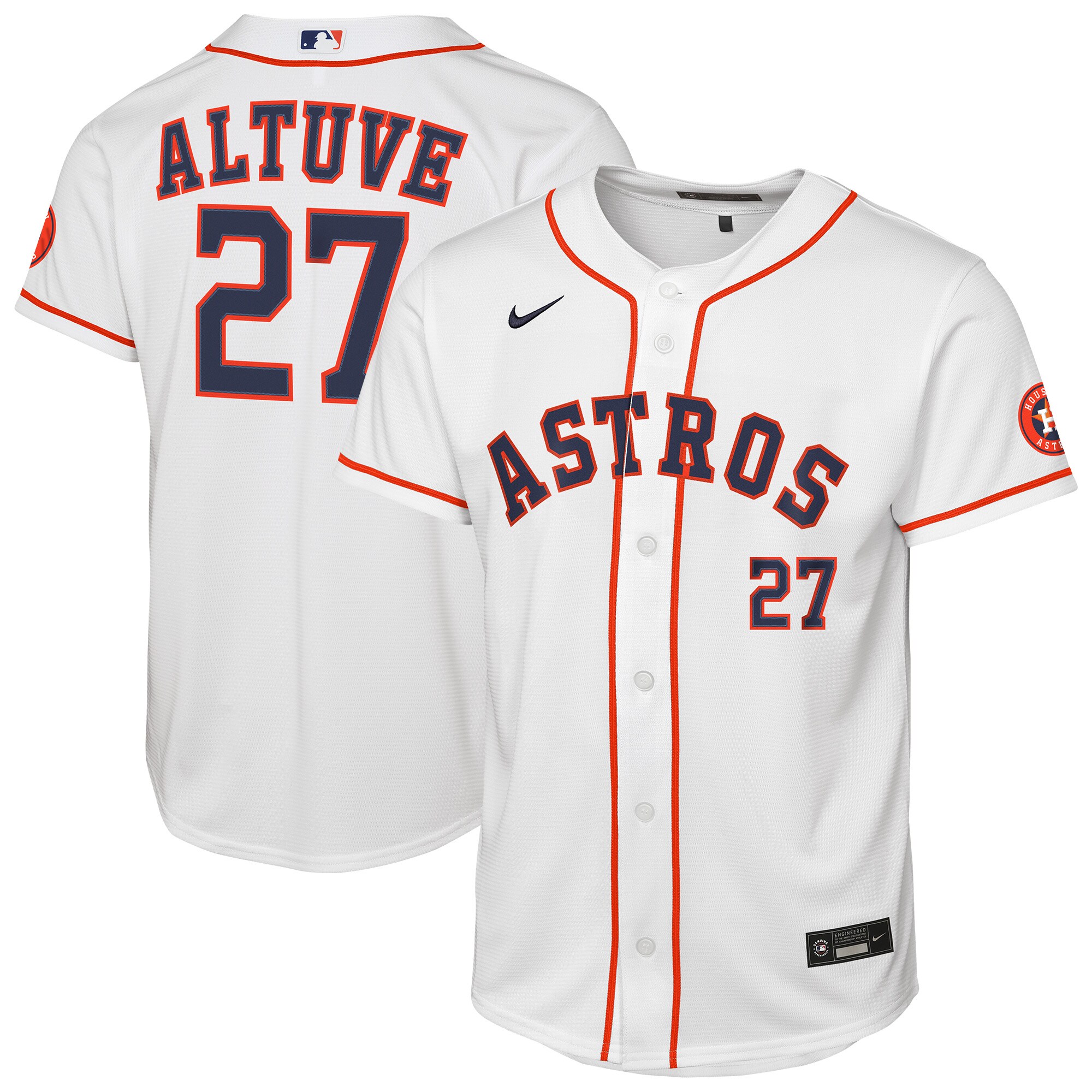 【公式グッズ】MLB アストロズ ホセ・アルトゥーベ ホーム ユニフォーム (レプリカ) Nike/ナイキ キッズサイズ ホワイト (Youth 8-20 Stadium Home Run Jersey - Player)|Fanatics公式ストア 店