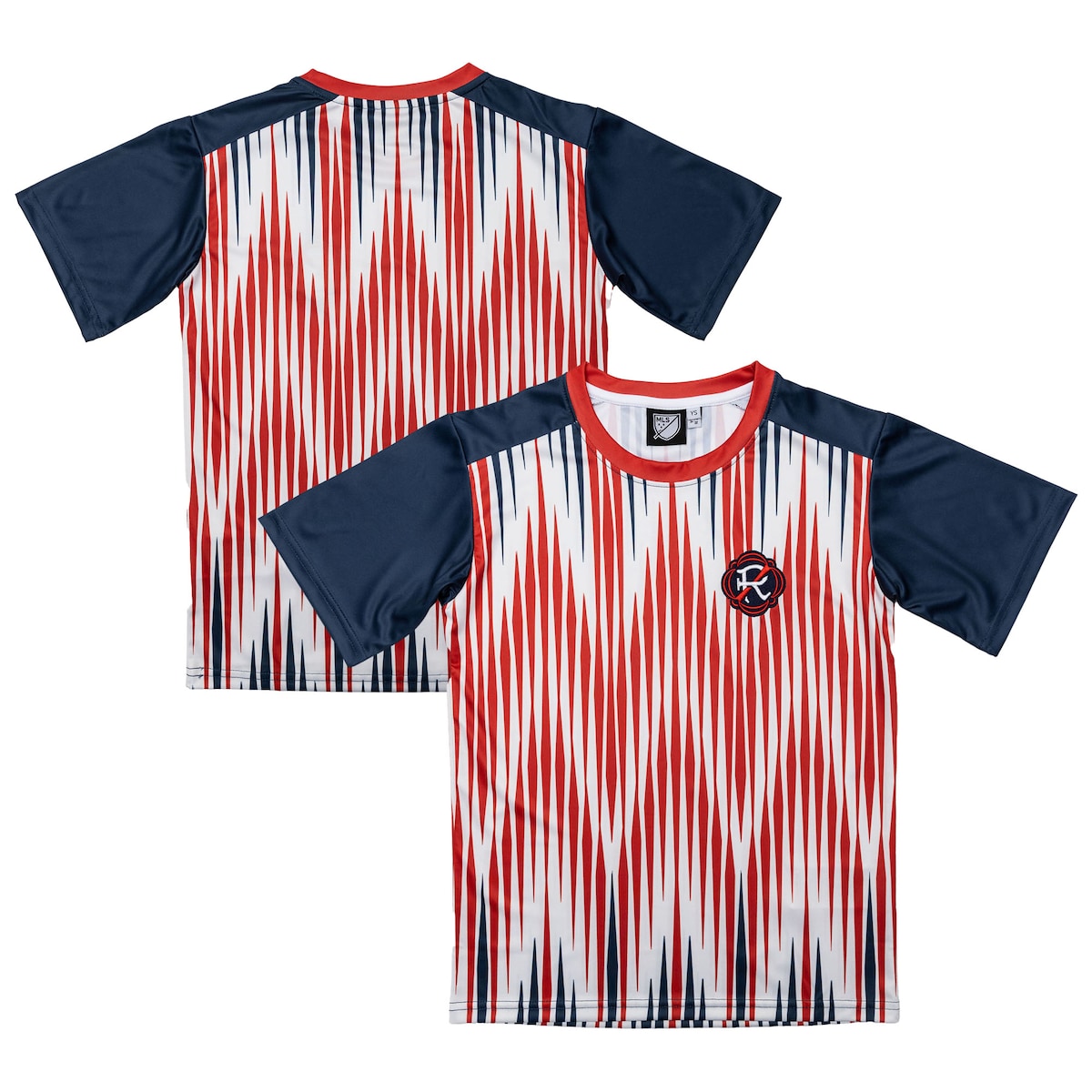 【公式グッズ】MLS レボリューション Tシャツ Sport Design Sweden ユース・ジュニアサイズ ネイビー (SDS S26 Youth Club Stripes Sublimated Tee)