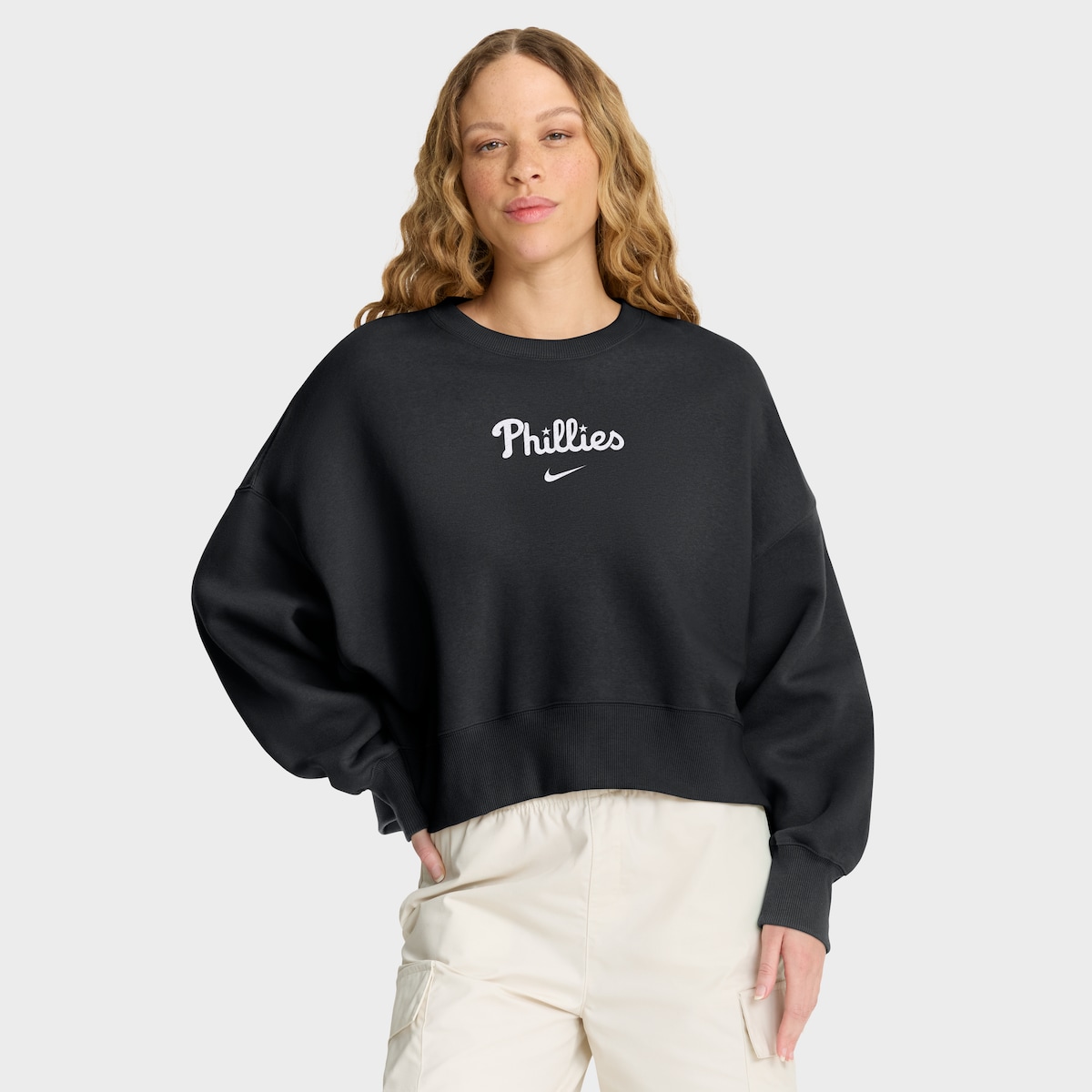 【公式グッズ】MLB フィリーズ トレーナー Nike/ナイキ レディース ブラック (Women's Nike MLB Crewneck Fleece Black)