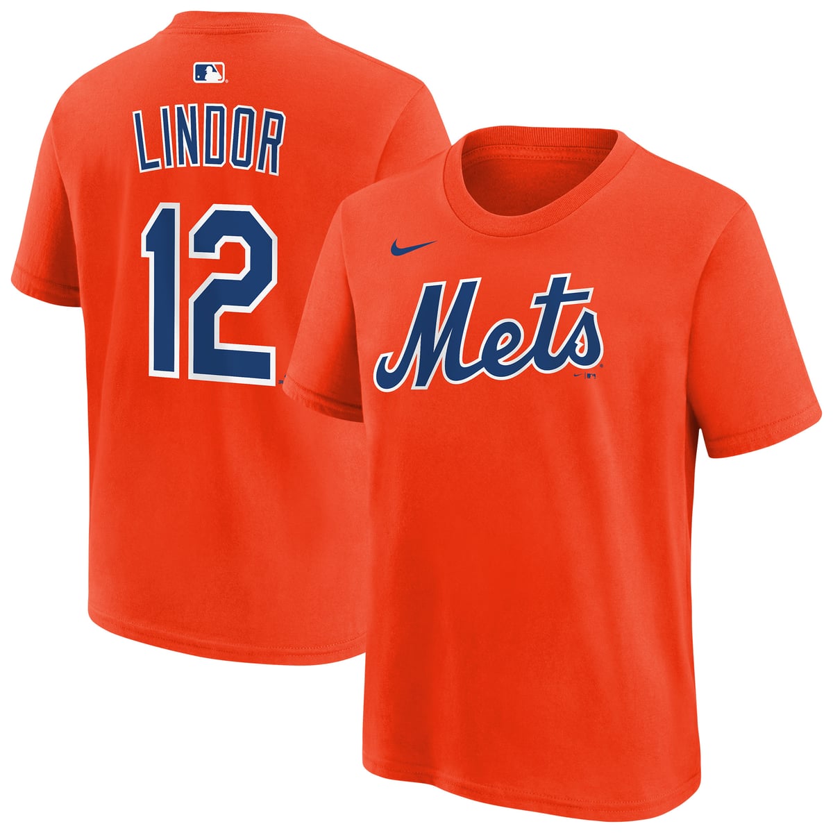 【公式グッズ】MLB メッツ フランシスコ・リンドーア ネーム&ナンバー Tシャツ Nike/ナイキ キッズサイズ オレンジ (Youth 2026 N&N Tee)