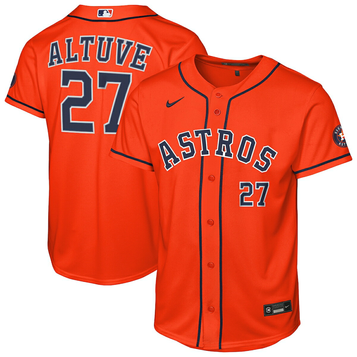 【公式グッズ】MLB アストロズ ホセ・アルトゥーベ オルタネイト ユニフォーム （レプリカ） Nike/ナイキ キッズサイズ オレンジ (Youth 8-20 Stadium Home Run Jersey - Player)