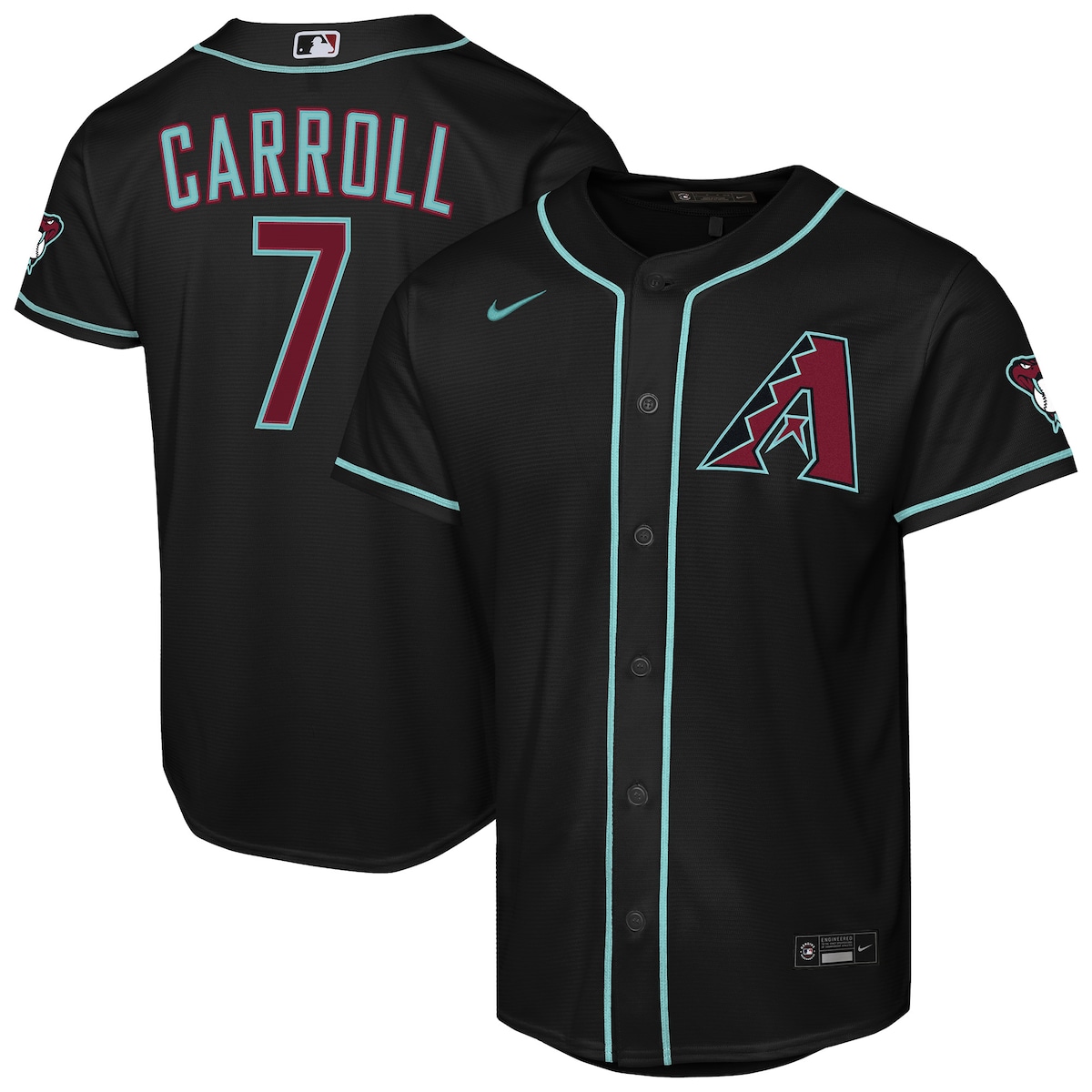 【公式グッズ】MLB ダイヤモンドバックス コービン・キャロル オルタネイト ユニフォーム （レプリカ） Nike/ナイキ キッズサイズ ブラック (Youth 8-20 Stadium Home Run Jersey - Player)