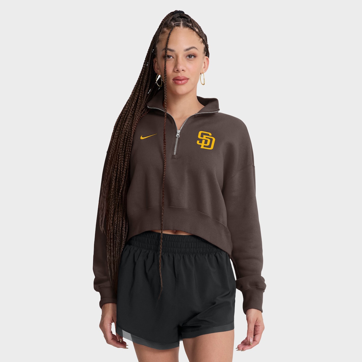 【公式グッズ】MLB パドレス フリース トレーナー Nike/ナイキ レディース ブラウン (Women's Nike MLB 1/2 Zip Phoenix Fleece)|Fanatics公式ストア 店