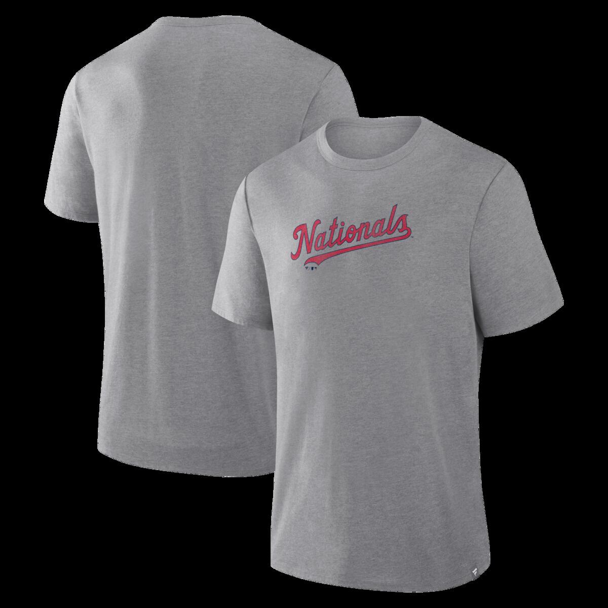 【公式グッズ】MLB ナショナルズ Tシャツ Fanatics/ファナティクス メンズ ヘザーグレイ (FANATICS DISTRESSED CURRENT WORDMARK TRIBUTE TRIBLEND SS TEE)