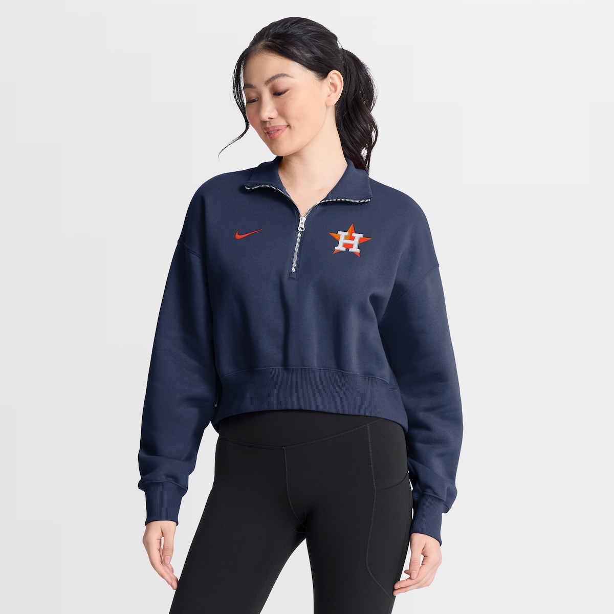 【公式グッズ】MLB アストロズ トレーナー Nike/ナイキ レディース ネイビー (Women's Nike MLB 1/2 Zip Phoenix Fleece)