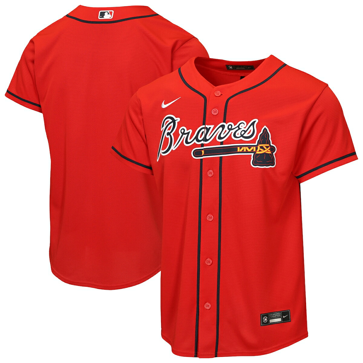 【公式グッズ】MLB ブレーブス オルタネイト ユニフォーム (レプリカ) Nike/ナイキ キッズサイズ レッド (Youth 8-20 Baseline Replica 2026 ALT & Road Jerseys - Team Front)|Fanatics公式ストア 店