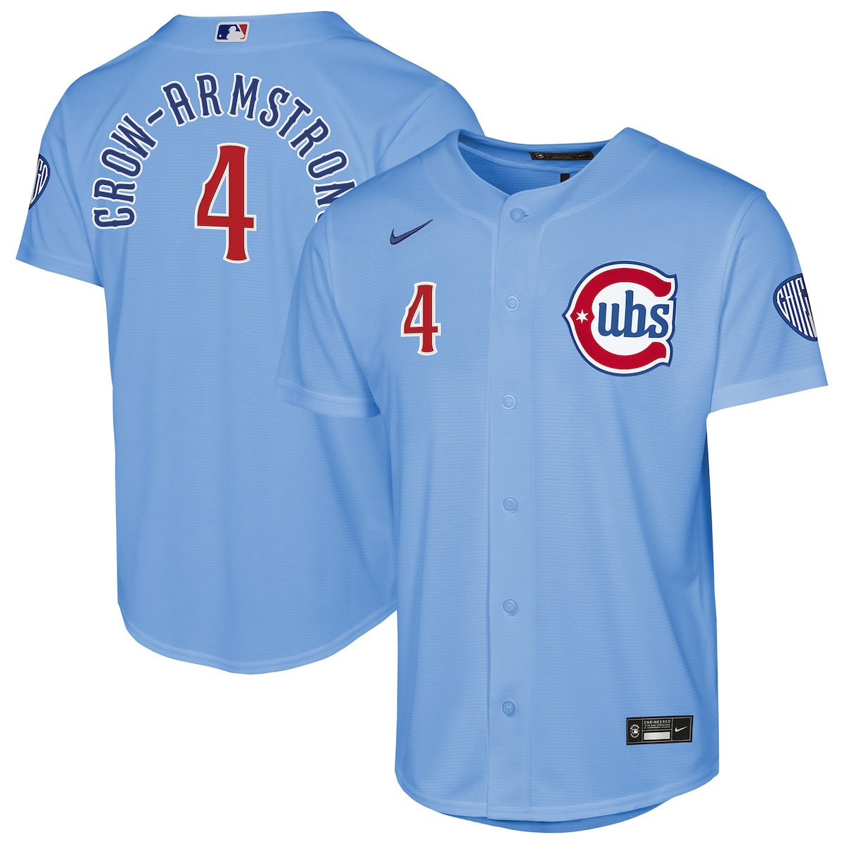 【公式グッズ】MLB カブス ピート・クロウ＝アームストロング ユニフォーム Nike/ナイキ キッズサイズ ライトブルー (Youth 8-20 Stadium Home Run Jersey - Player)