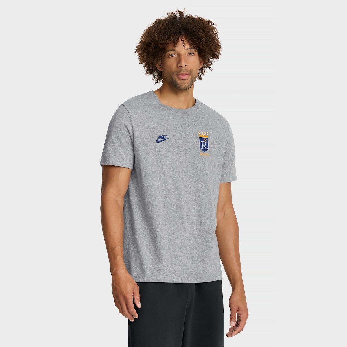 【公式グッズ】MLB ロイヤルズ Tシャツ Nike/ナイキ メンズ ヘザーグレイ (Men's Nike MLB Cooperstown 2 Hit Large Logo Cotton Tee)