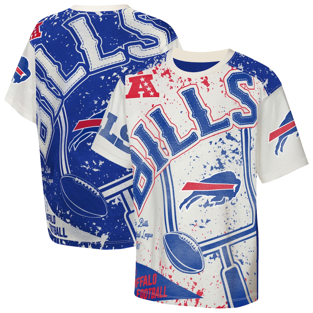 【公式グッズ】NFL ビルズ Tシャツ Outerstuff キッズサイズ クリーム (NFL Youth OST Top Player AOP SST)