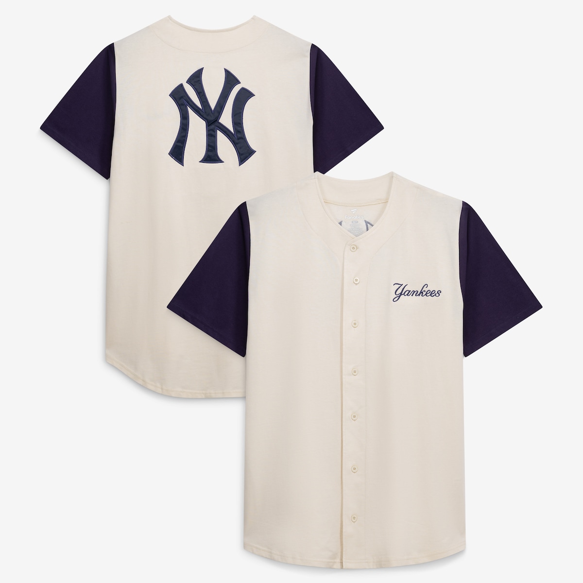 【公式グッズ】MLB ヤンキース シャツ Fanatics/ファナティクス メンズ クリーム (S/S BUTTON FRNT JERSEY)