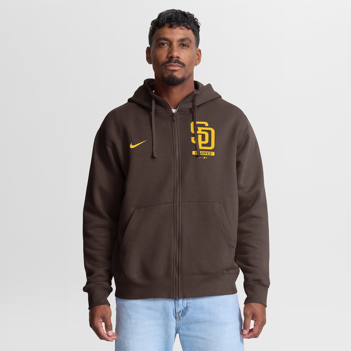 【公式グッズ】MLB パドレス ジップアップ パーカー Nike/ナイキ メンズ ブラウン (Men's Nike MLB Lockup Full Zip Fleece)