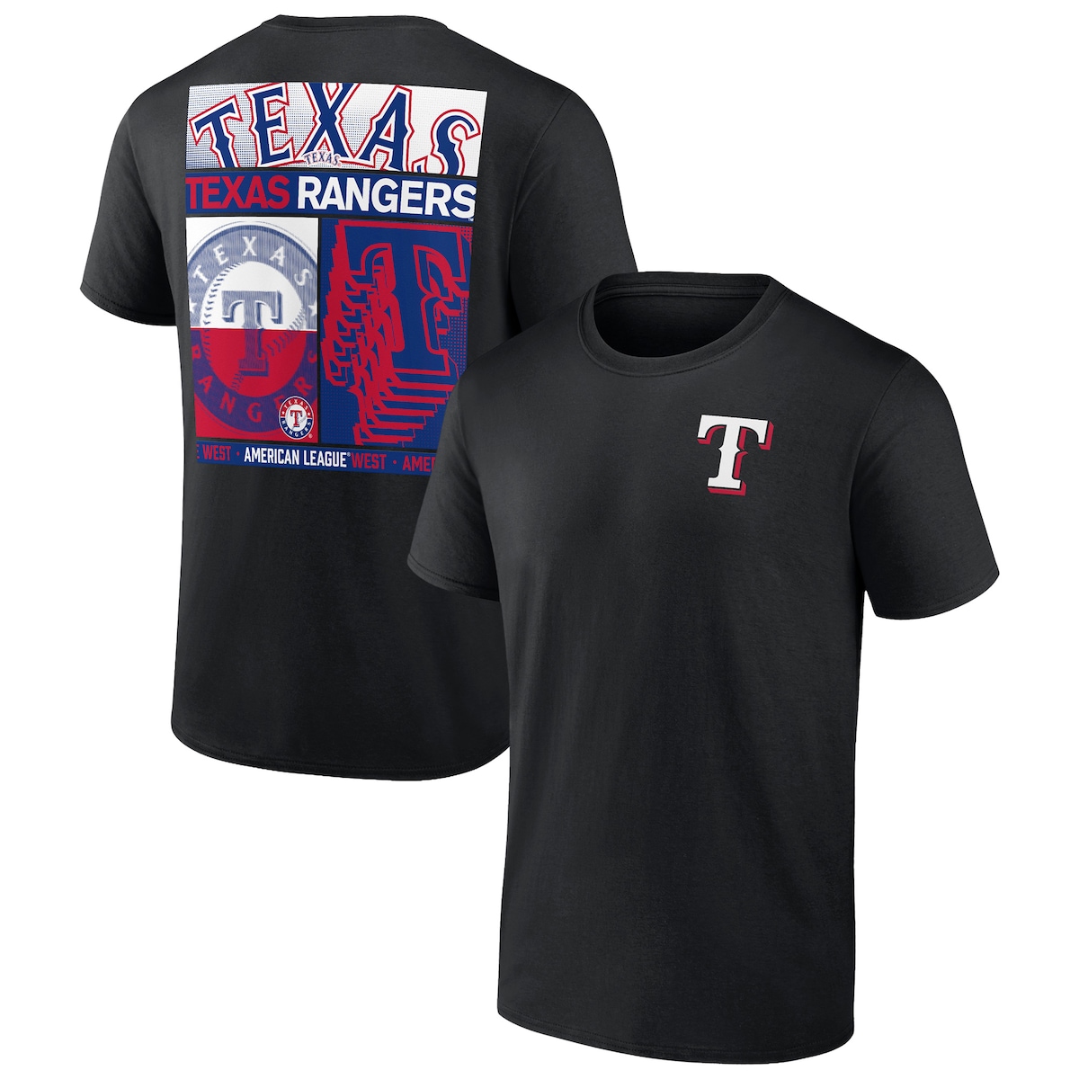 【公式グッズ】MLB レンジャーズ Tシャツ （大きいサイズ） Fanatics/ファナティクス メンズ ブラック (S/S 2SIDED SCREEN TEE)