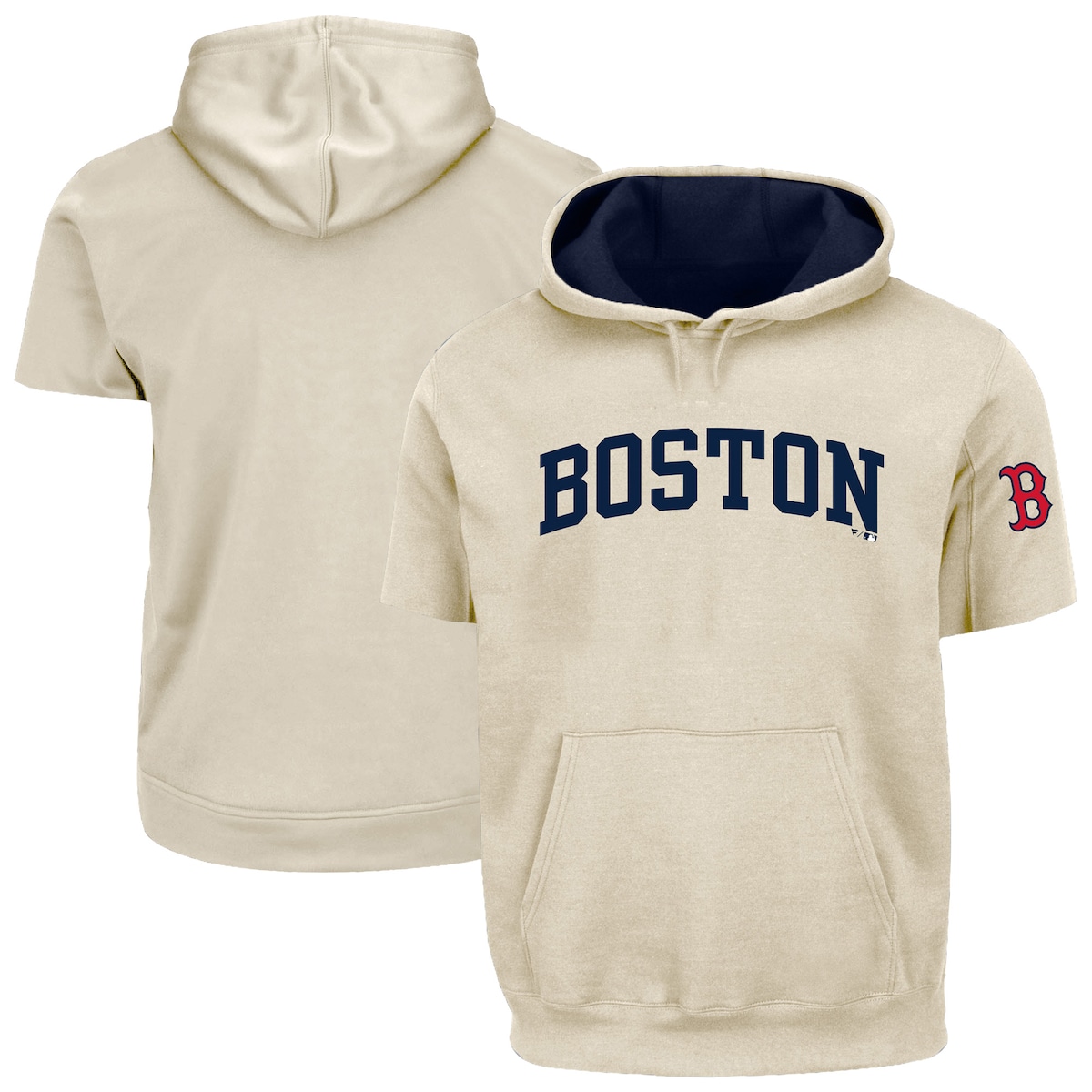 【公式グッズ】MLB レッドソックス 半袖 パーカー (大きいサイズ) Fanatics/ファナティクス メンズ クリーム (S/S CONTRAST HOOD)