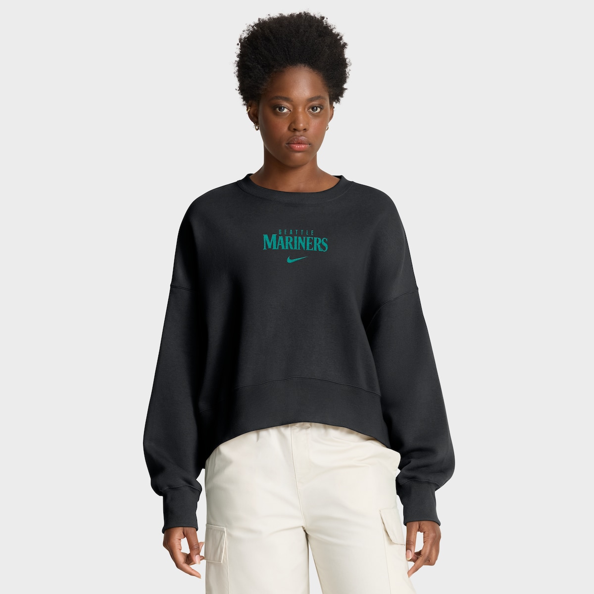 【公式グッズ】MLB マリナーズ トレーナー Nike/ナイキ レディース ブラック (Women's Nike MLB Crewneck Fleece Black)