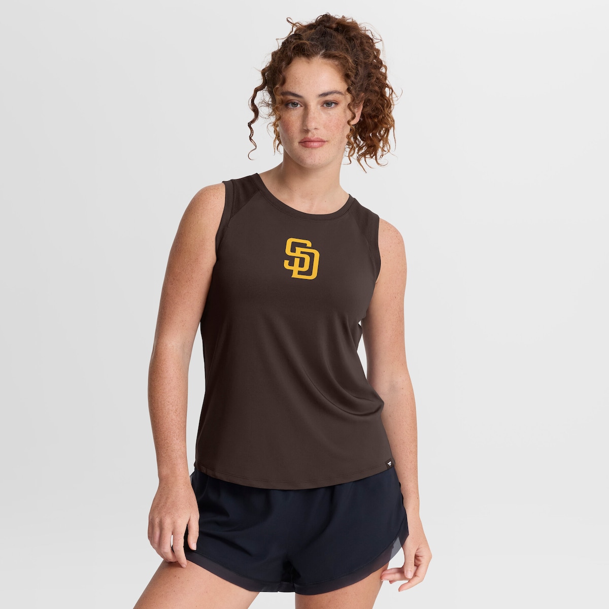 【公式グッズ】MLB パドレス タンクトップ Fanatics/ファナティクス レディース ブラウン (FANATICS LOW HIP DRAPED BACK PERFORMANCE TANK)