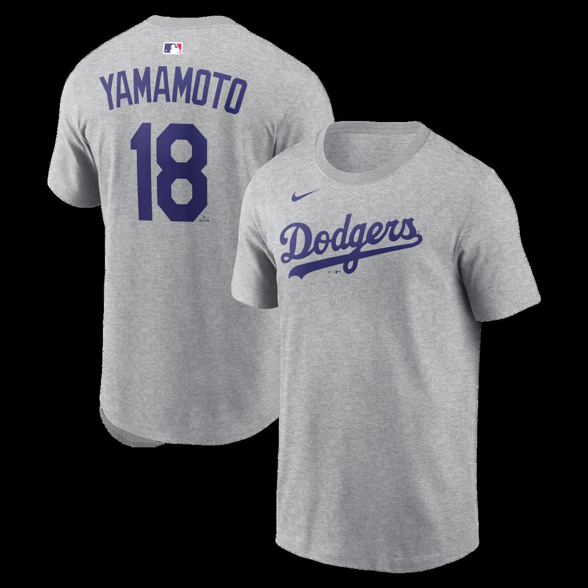 【公式グッズ】MLB ドジャース 山本 由伸 ネーム&ナンバー Tシャツ Nike/ナイキ メンズ ヘザーグレイ (Nike 2026 Men's N&N League Seasonal Tee)｜Fanatics公式ストア 店 9,796円
