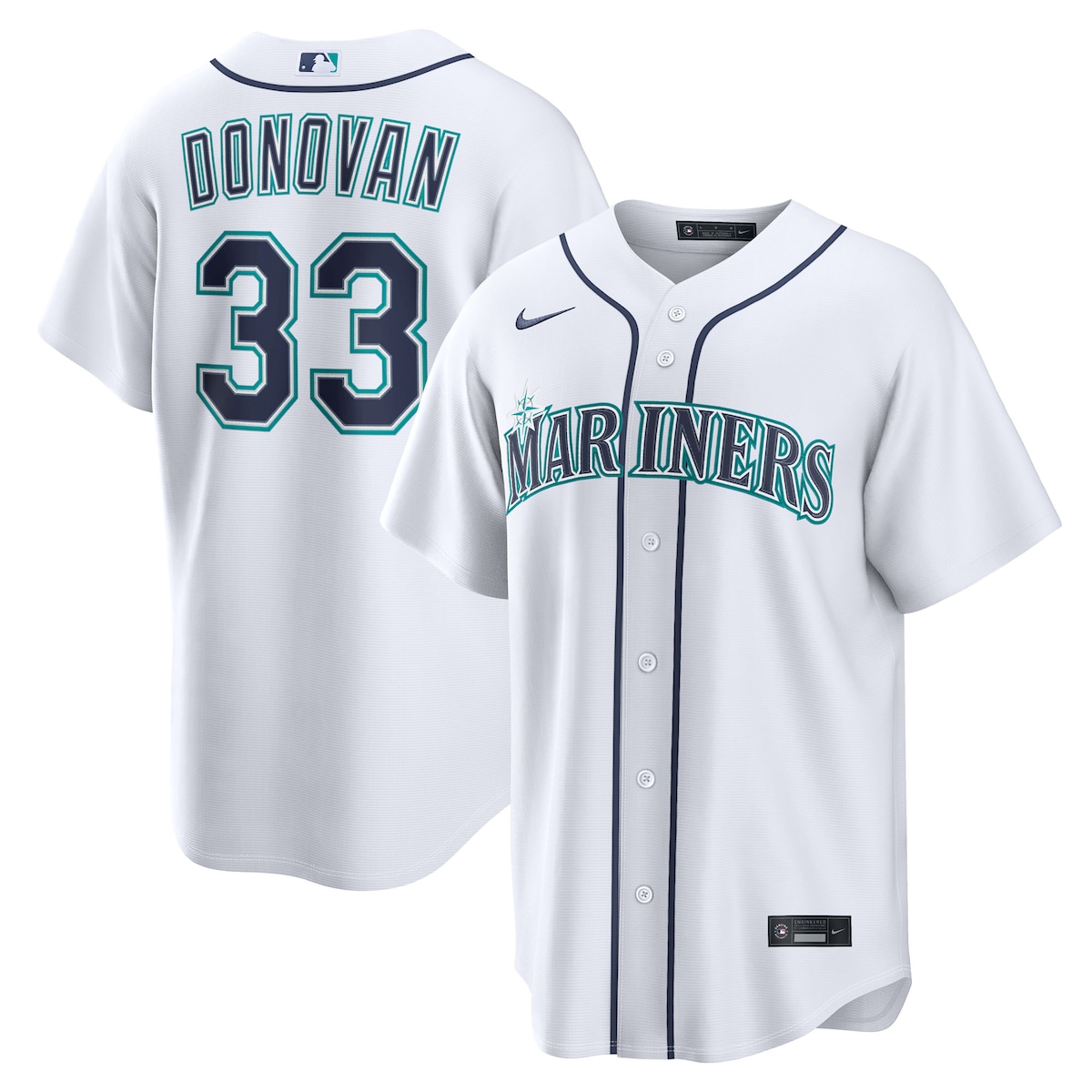 【公式グッズ】MLB マリナーズ ブレンダン・ドノバン ホーム ユニフォーム （レプリカ） Nike/ナイキ メンズ ホワイト (Nike 2026 Men's Replica RP26 Core Jersey - Starter Player)