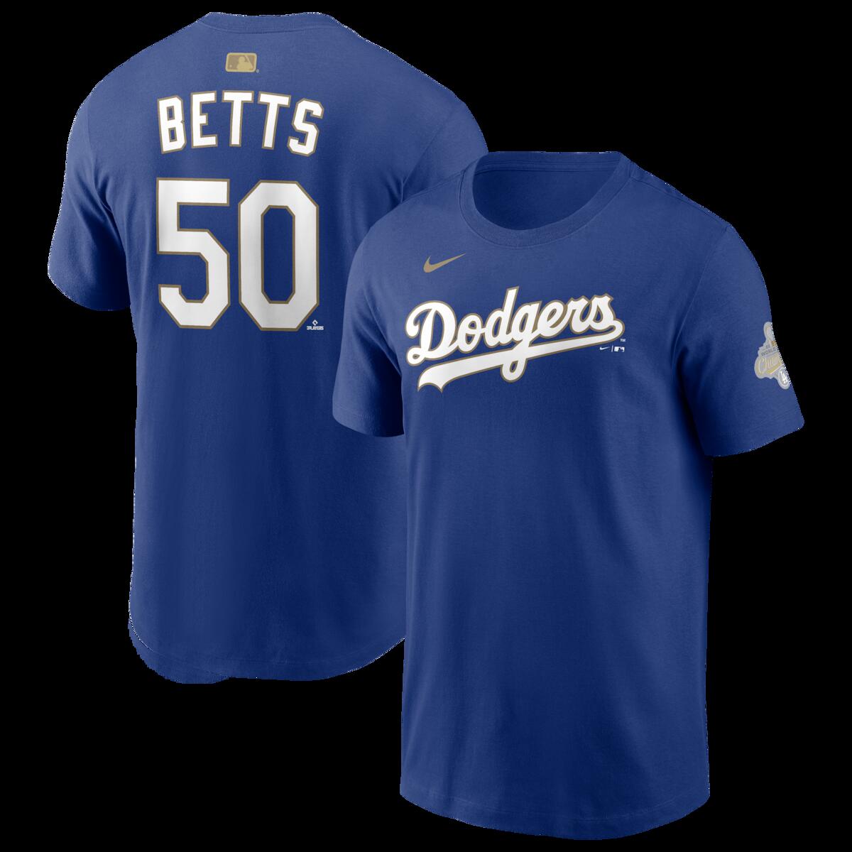 【公式グッズ】MLB ドジャース ゴールドコレクション ムーキー・ベッツ ネーム&ナンバー Tシャツ Nike/ナイキ メンズ ロイヤルブルー (NIKE MLB 2026 Commissioners Gold N&N Tee - Player)