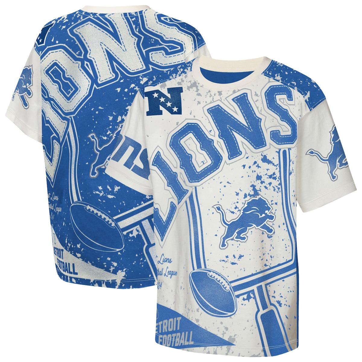【公式グッズ】NFL ライオンズ Tシャツ Outerstuff キッズサイズ クリーム (NFL Youth OST Top Player AOP SST)｜Fanatics公式ストア 店