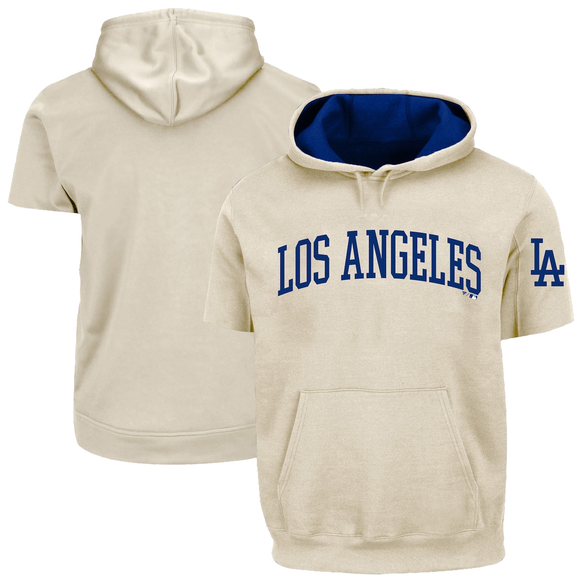 【公式グッズ】MLB ドジャース 半袖 パーカー （大きいサイズ） Fanatics/ファナティクス メンズ クリーム (S/S CONTRAST HOOD)