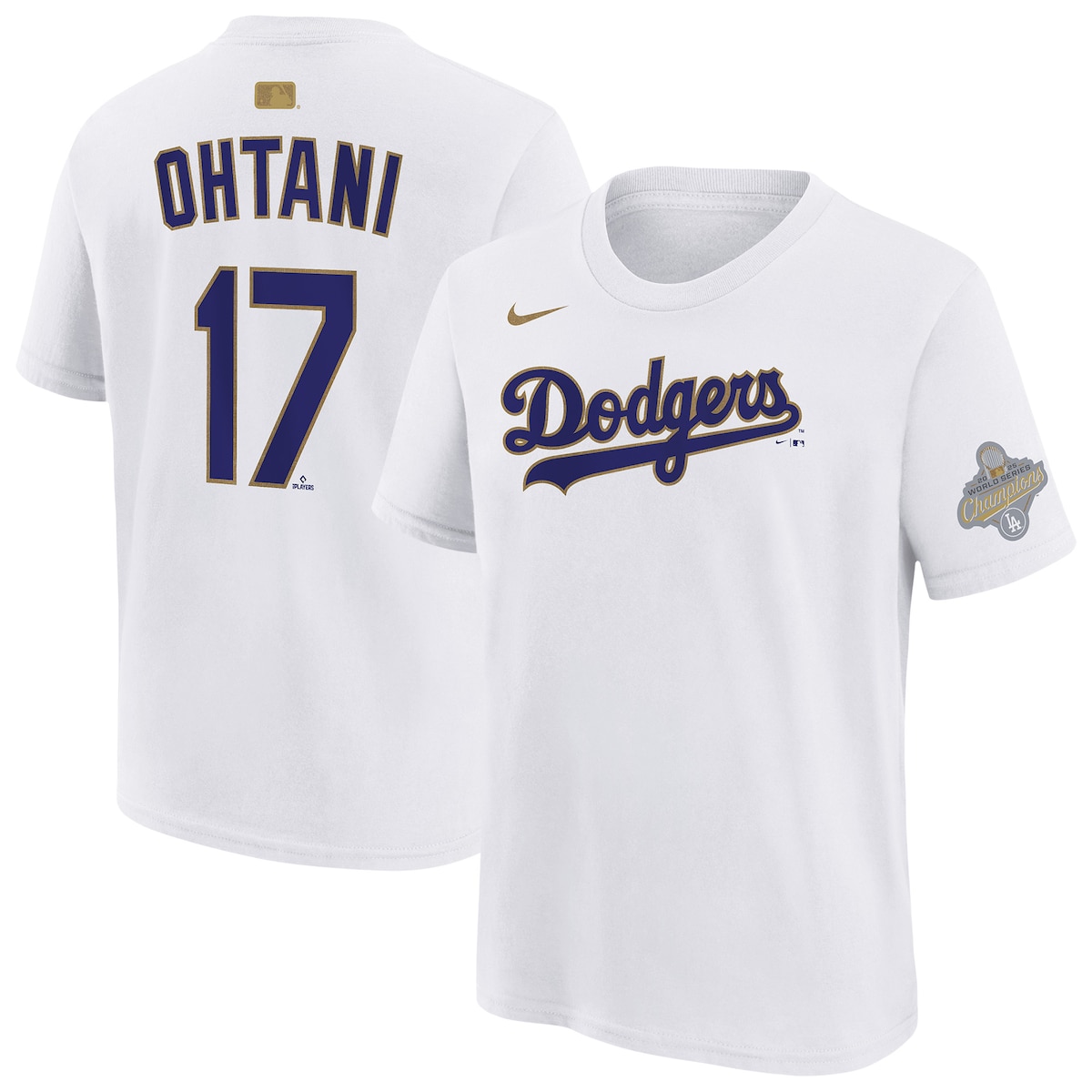 【公式グッズ】MLB ドジャース ゴールドコレクション 大谷 翔平 ネーム&ナンバー Tシャツ Nike/ナイキ キッズサイズ ホワイト (2026 GOLD PROGRAM NN TEE)