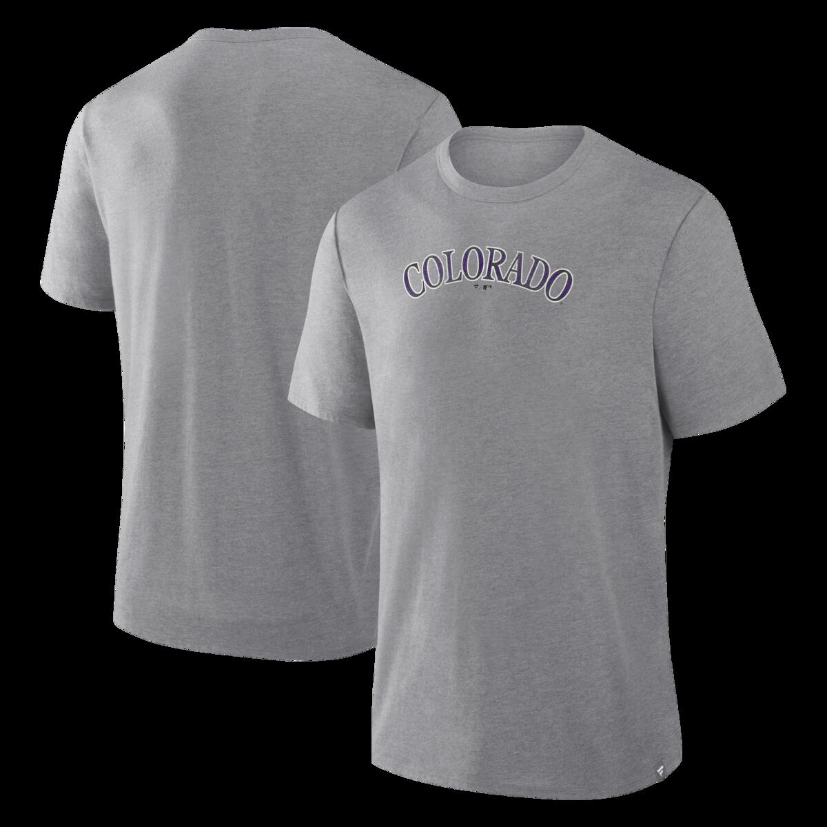 【公式グッズ】MLB ロッキーズ Tシャツ Fanatics/ファナティクス メンズ ヘザーグレイ (FANATICS DISTRESSED CURRENT WORDMARK TRIBUTE TRIBLEND SS TEE)