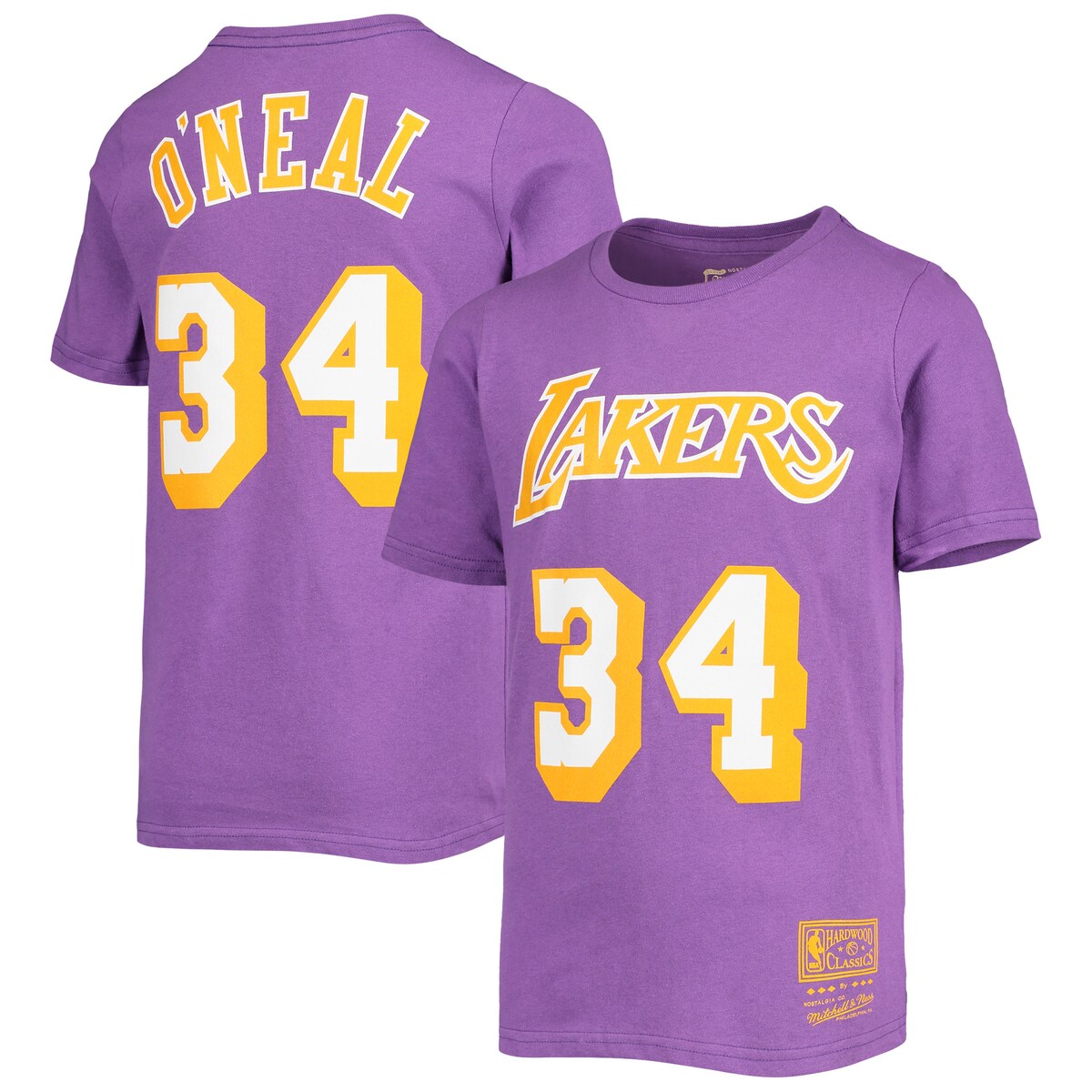 【公式グッズ】NBA レイカーズ シャキール・オニール ネーム&ナンバー Tシャツ Mitchell & Ness/ミッチェル＆ネス キッズサイズ パープル (OST MNC Youth HWC NN Tee)