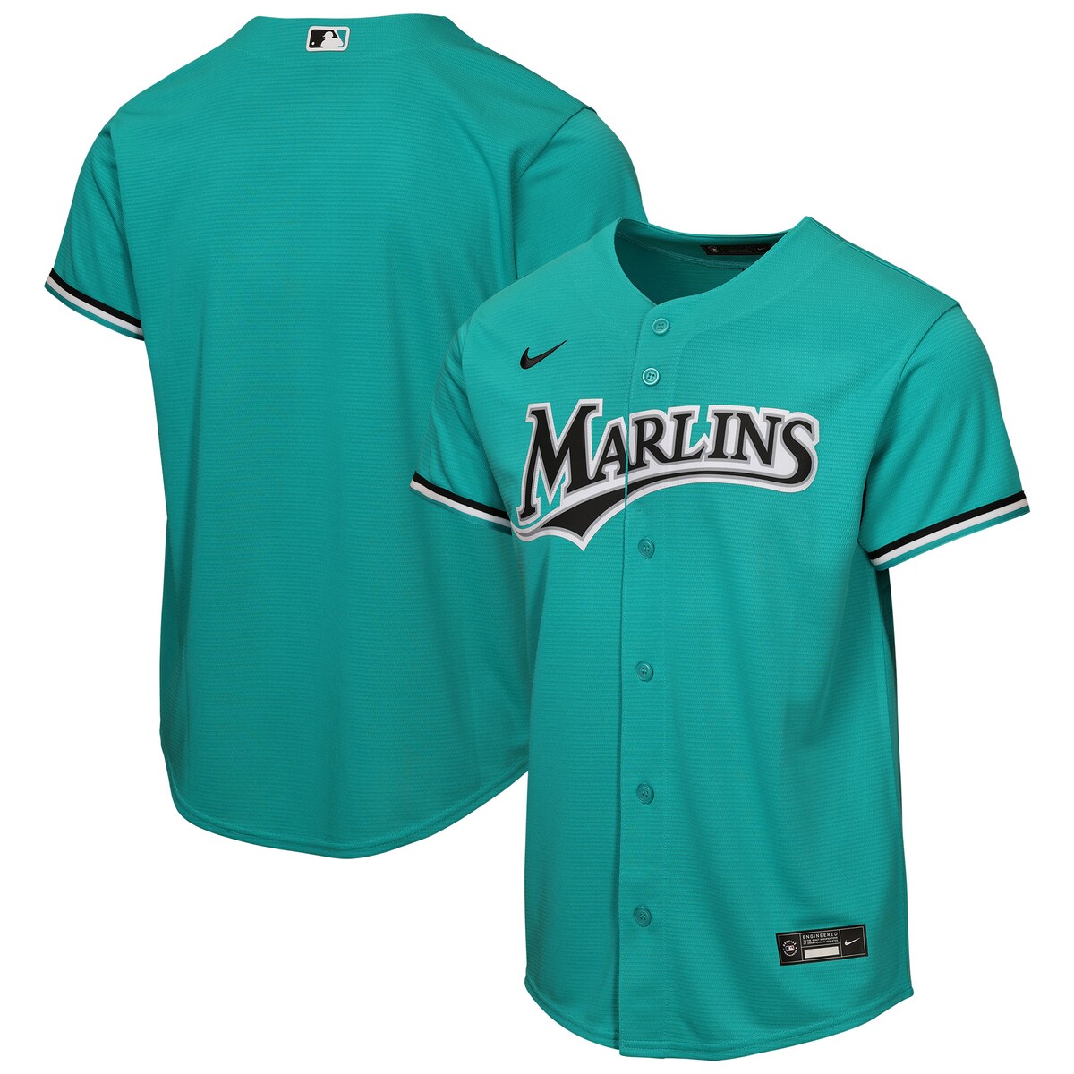 【公式グッズ】MLB マーリンズ オルタネイト ユニフォーム （レプリカ） Nike/ナイキ キッズサイズ ティール (Youth 8-20 Baseline Replica 2026 ALT & Road Jerseys - Team Front)｜Fanatics公式ストア 店