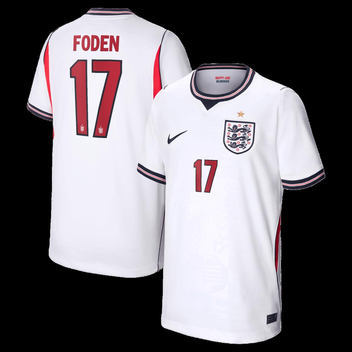 【公式グッズ】NATIONAL TEAM イングランド代表 フィル・フォーデン ホーム ユニフォーム （レプリカ） Nike/ナイキ ユース・ジュニアサイズ ホワイト (NIK S26 Youth Stadium Replica Jersey - Player)