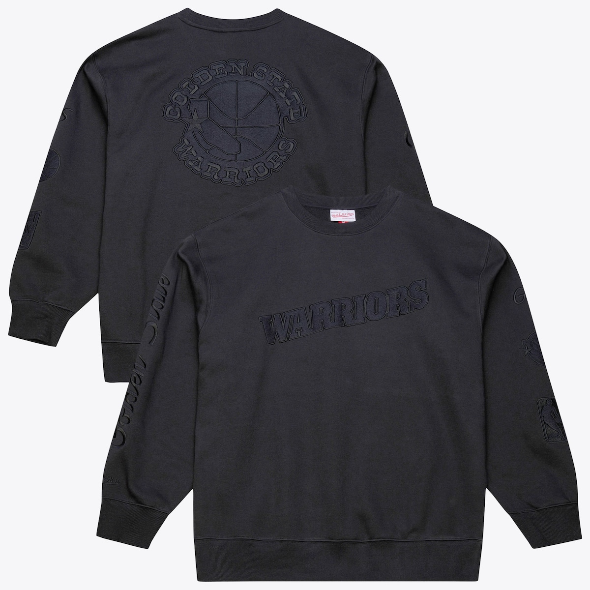 【公式グッズ】NBA ウォリアーズ フリース トレーナー Mitchell & Ness/ミッチェル＆ネス メンズ ブラック (NBA SP26 PHANTOM FLEECE CREW)