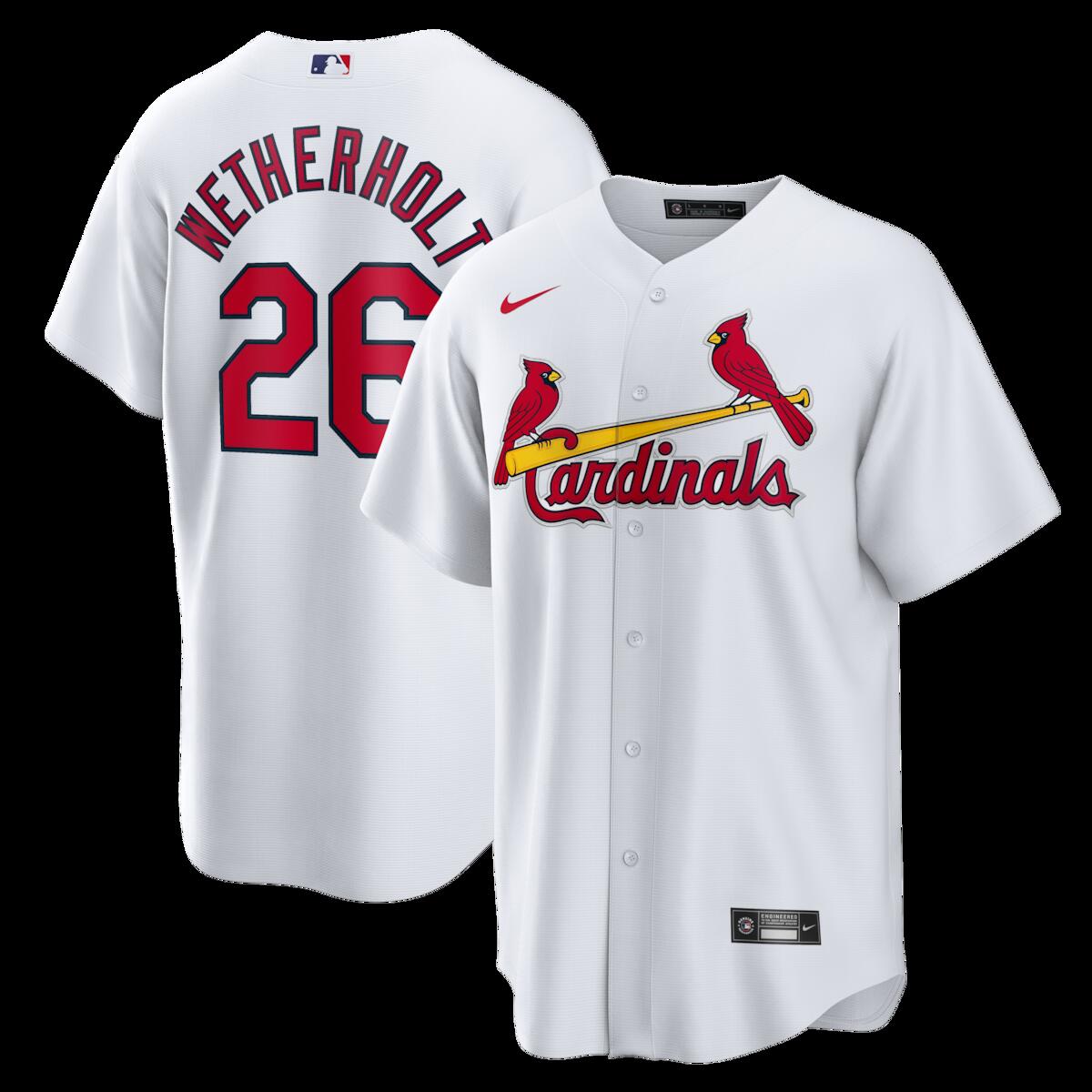 【公式グッズ】MLB カージナルス JJ・ウェザーホルト ホーム ユニフォーム （レプリカ） Nike/ナイキ メンズ ホワイト (Men&rsquo;s T770 Replica Jersey &mdash; CORE Inline &mdash; Starter Player)｜Fanatics公式ストア 店 23,890円