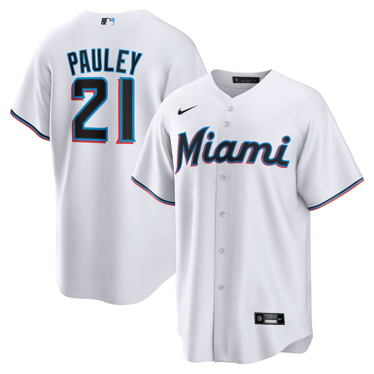 【公式グッズ】MLB マーリンズ グラハム・ポーリー ホーム ユニフォーム (レプリカ) Nike/ナイキ メンズ ホワイト (Men’s T770 Replica Jersey ― CORE Inline ― Starter Player)
