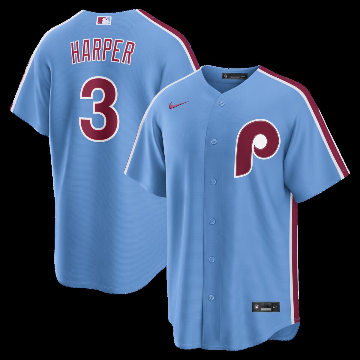 【公式グッズ】MLB フィリーズ ブライス・ハーパー オルタネイト ユニフォーム (レプリカ) Nike/ナイキ メンズ ライトブルー (Replica 2026 Men's LEAGUE SEASONAL Jersey - Player)
