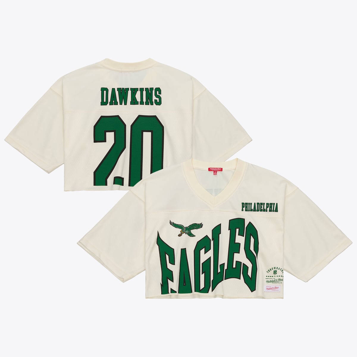 【公式グッズ】NFL イーグルス ブライアン・ドーキンス Tシャツ Mitchell & Ness/ミッチェル＆ネス レディース クリーム (NFL Women's Retired Player Crop Jersey) 18,854円