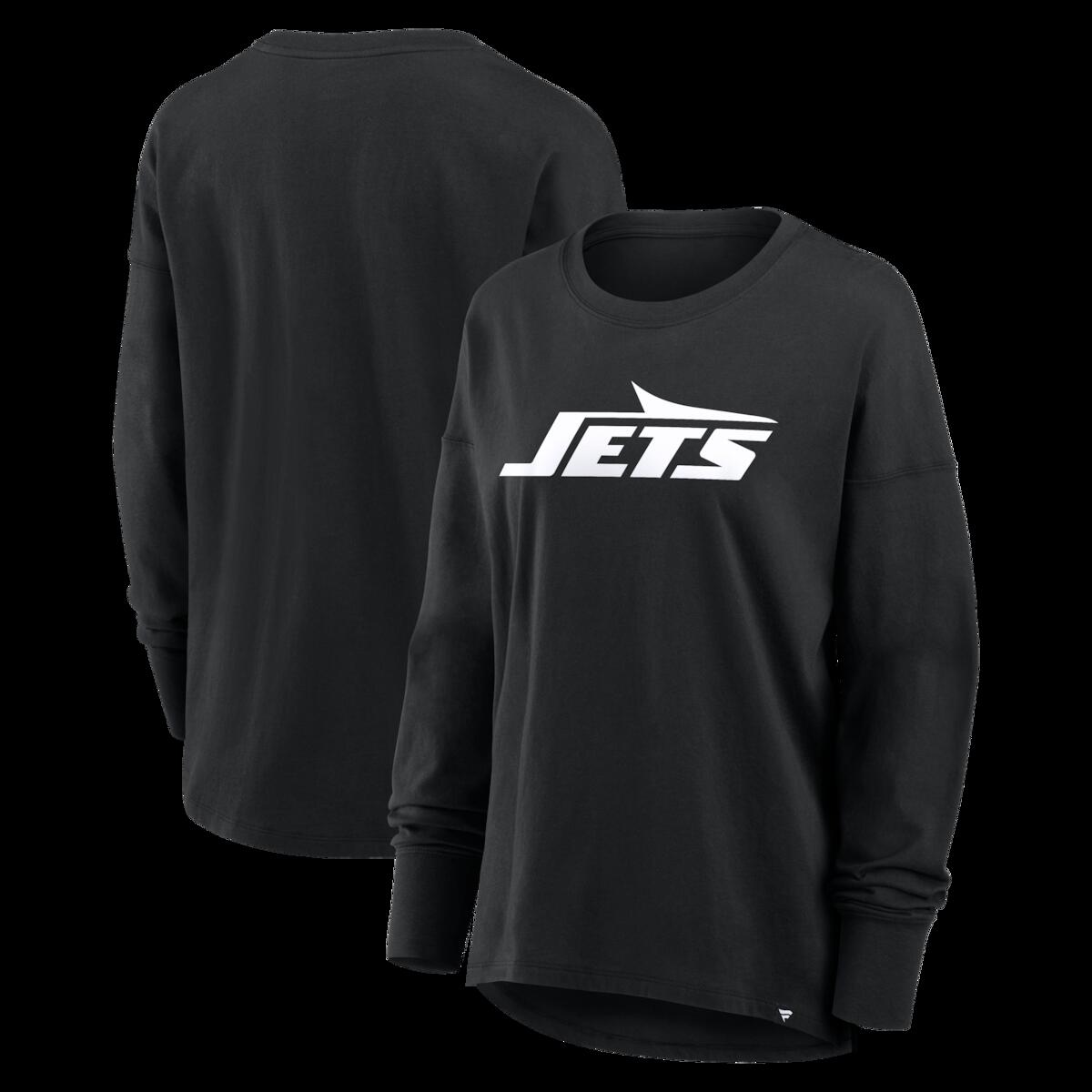 【公式グッズ】NFL ジェッツ 長袖 Tシャツ Fanatics/ファナティクス レディース ブラック (NFL Womens Fanatics Essential Cotton LST - R)｜Fanatics公式ストア 店