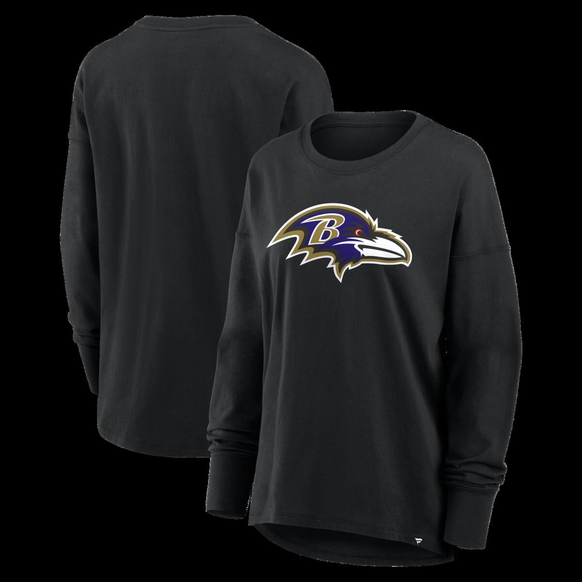 【公式グッズ】NFL レイブンズ 長袖 Tシャツ Fanatics/ファナティクス レディース ブラック (NFL Womens Fanatics Essential Cotton LST - R)
