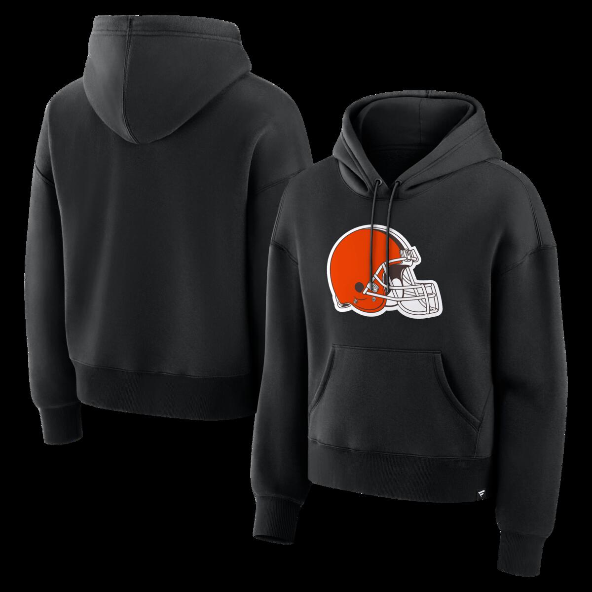 Women's Fanatics Black Cleveland Browns Relaxed High Hip Essential Legacy Hoodie