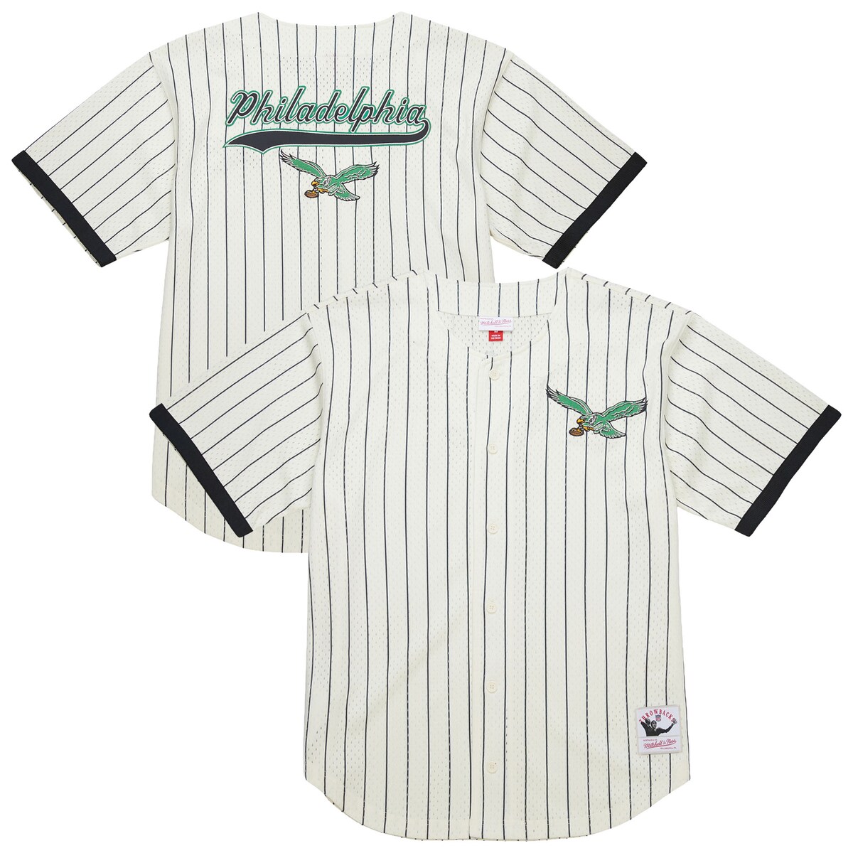 【公式グッズ】NFL イーグルス シャツ Mitchell & Ness/ミッチェル＆ネス メンズ クリーム (S/S BTTN HVY MESH JERSEY)